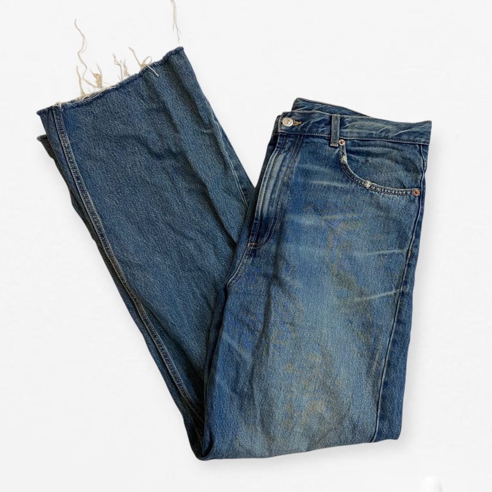 Zara super High-rise Distressed Blue Denim Jeans plus size EUR 46 US 14